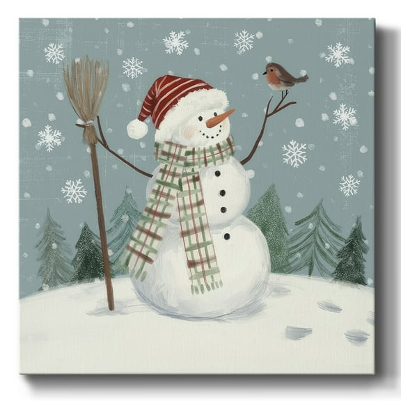 Jolly Snowman I- Gallery Wrapped Canvas
