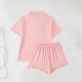 thumbnail image 6 of zbxnLI Women Sets Pajamas Short Sleeve Women's Solid Color Button down Tops with Shorts Sleepwear Comfy Soft Loungewear, 6 of 7