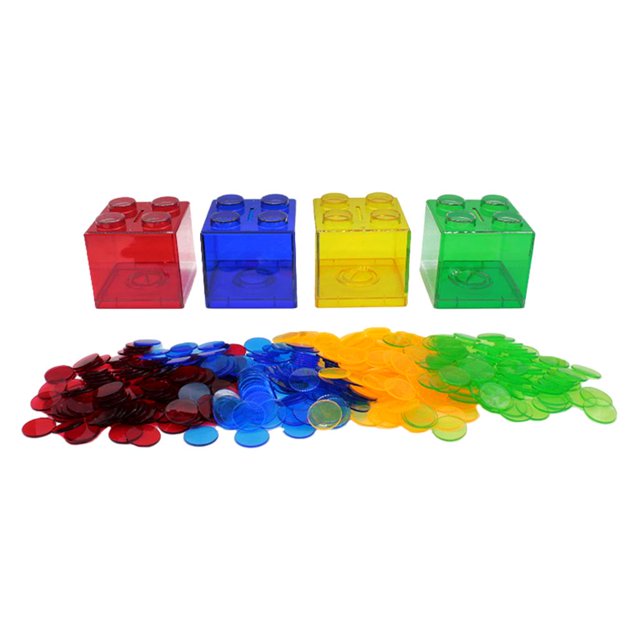 Milaget Transparent Assorted Colored Bingo Chips Playing Cards Game Tokens Child Math Assort Jar 400 Chips