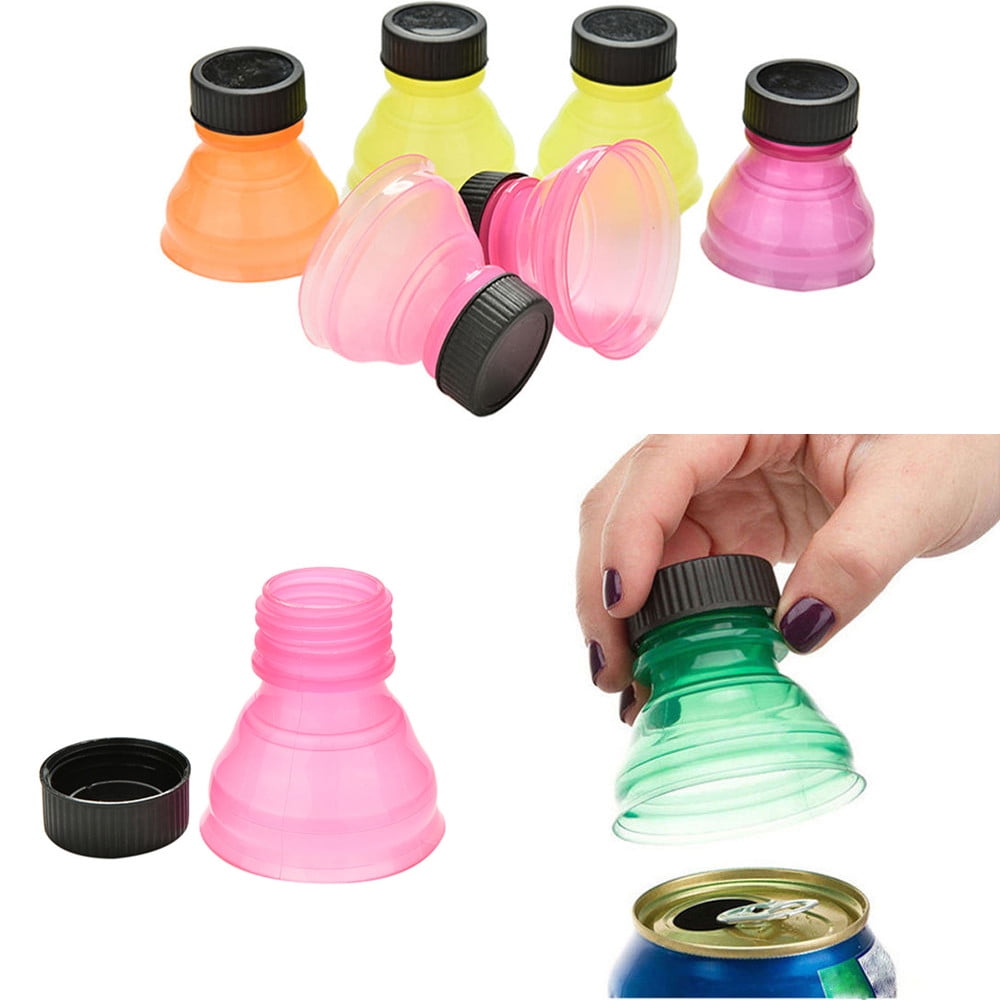 6pcs Caps Cover Turn Convert Cans into Bottles Reusable Snap On Tops Soda Lids 