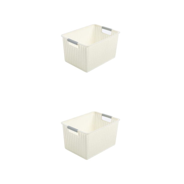 Caja de plástico duradera Advancent organizador de almacenamiento apilable blanco METRO 2Conjunto
