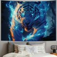 thumbnail image 2 of Fenyluxe  Tiger Tapestry Cool Lightning Tiger with Firm Eyes Wall Tapestry Animal Prints Wall Hanging for Living Room, Bedroom, Dorm, Blue  40x30inch, 2 of 6