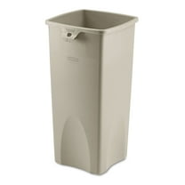 Rubbermaid Untouchable Square Waste Receptacle, Plastic, 23 Gal, Beige
