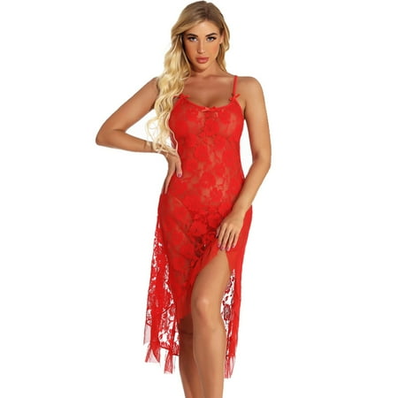 Gubotare Womens Lingerie Women Lingerie Lace Chemise Eyelash Wedding Brial Lingerie Red XXL