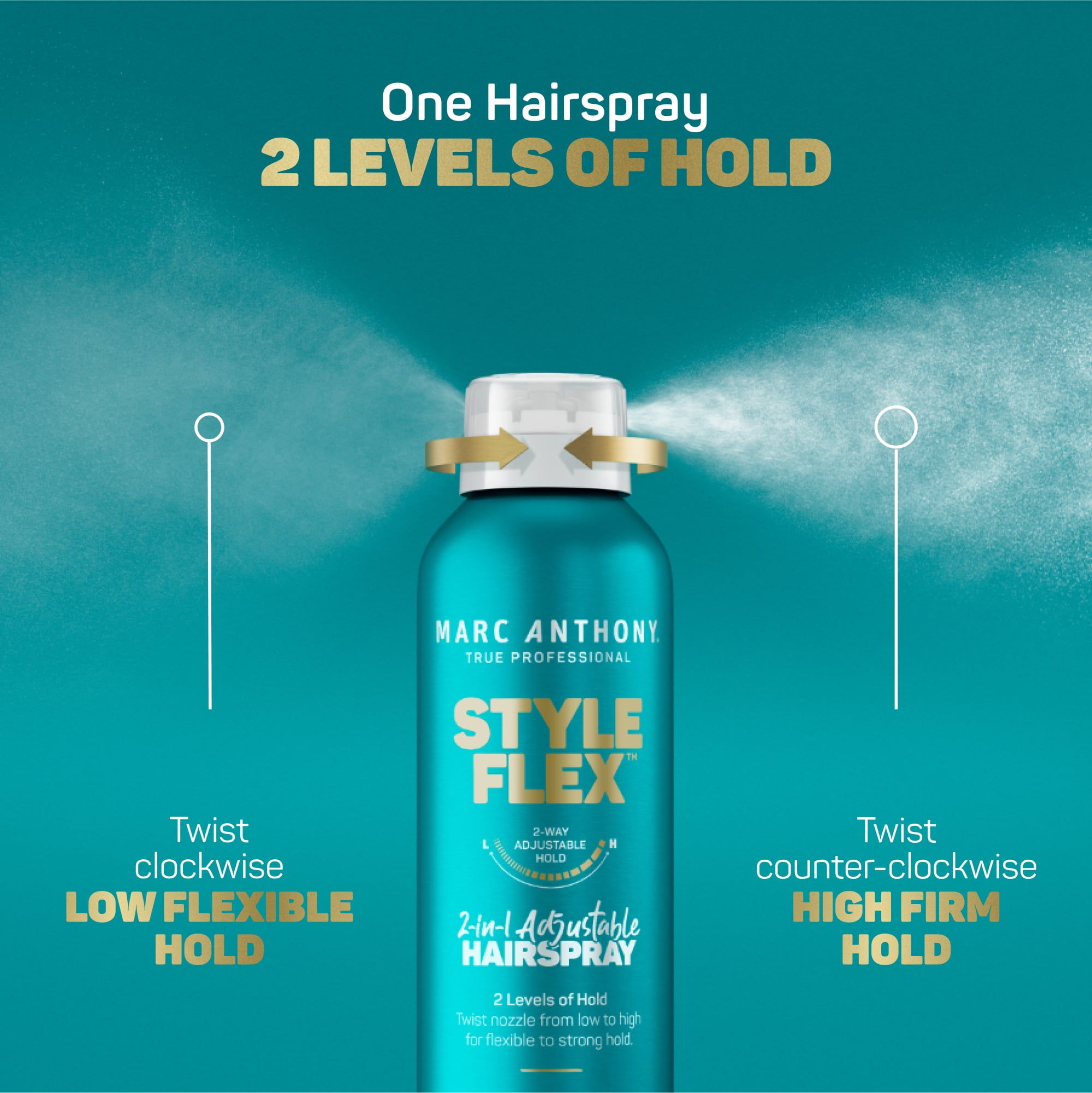 Marc Anthony True Professional Style Flex 2-in-1 Adjustable Hairspray, for All Hair Types, 9.5 oz