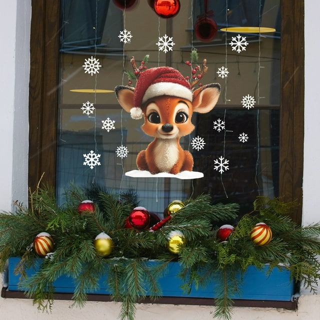 Vinilo Decorativo para Pared o Ventana de Dormitorio o Sala de Estar | Material Avanzado con Adhesivo Resistente | Diseño Navideño | 1 Unidad