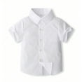 thumbnail image 4 of Huowey Toddler Boys Outfits Sets Formal Casual Wedding Toddler Suit 1-6 Years Summer Breathable Comfortable Stylish Gentleman Dress Shirt Spaghettis Shorts 2PCS Outfits Sets Cute Dailywear, 3-4 Years, 4 of 7