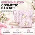 thumbnail image 3 of DAKIMOE 2PCS Makeup Bag Travel Toiletry Bag Cosmetic Bags Organizer Personalized Initial for Birthday Christmas Girl Women Girlfriend Teacher Valentines Day Gifts, 3 of 10