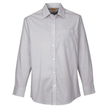 Stripe Non Iron Shirt - Tri-Mountain Men's Non Iron 2 Button Cuff Striped Dress Shirt