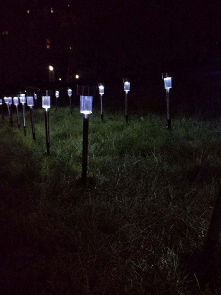 24Pcs Solar Power LED Lawn Lamps with Lampshades, 5W High Brightness, White & Silver