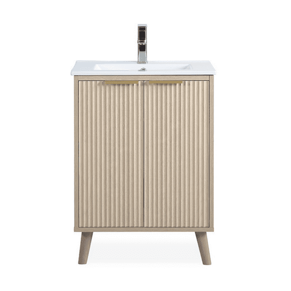 Tennant Brand 24" Light Wood Bathroom Vanity with Integrated Sink Top