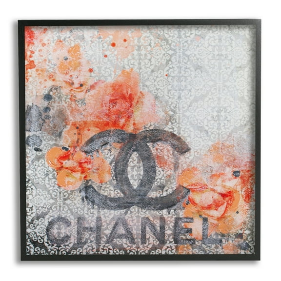 Stupell Patterned Floral Fashion Brand Collage Beauty & Fashion Painting Black Framed Art Print Wall Art