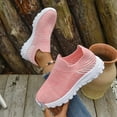 thumbnail image 5 of Walking Shoes Women Casual Lightweight Slip on Loafers Comfy Soft Sole Stretch Knit Mesh Solid Color Sneakers Pink Size 7.5, 5 of 8