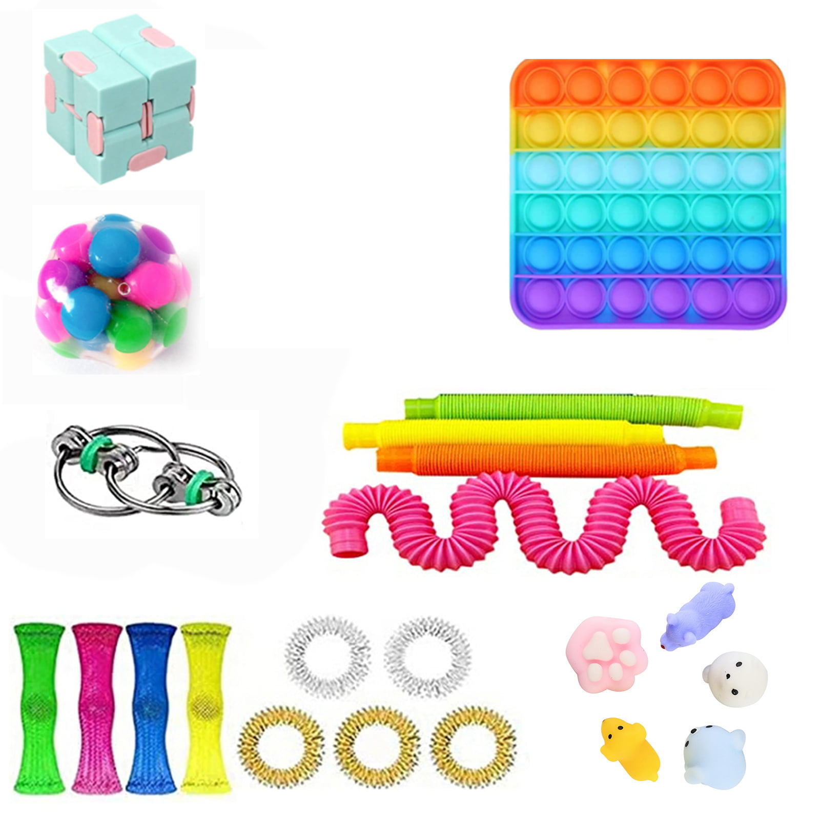 Fidget Toy Pack Pop Bubble Cheap Sensory Fidget Pack Stress Relief Toys with Simples and Dimples Figetget Toys Set for Kids Adult Fidget Pack