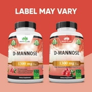 D-Mannose 1,300 mg with Cranberry Extract Fast-Acting, Flush Impurities, Urinary Tract Health- 100 Veggie Capsules