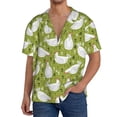 thumbnail image 3 of KLL Lovely Chickens Print Men's Shirt Short Sleeve Button Down Summer Cuba Beach Shirts- Large, 3 of 7