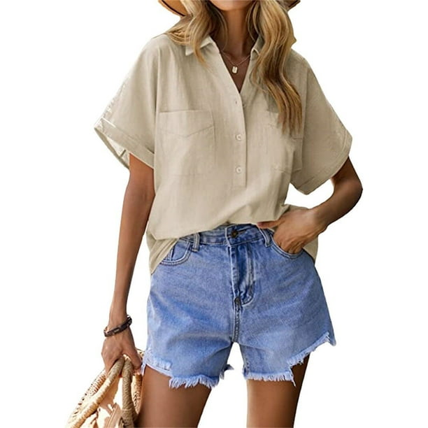 Ropa de moda para mujer, ropa de calle informal elegante, cómoda, camisas de lino de algodón para mujer, camisetas Vintage, Tops y2k