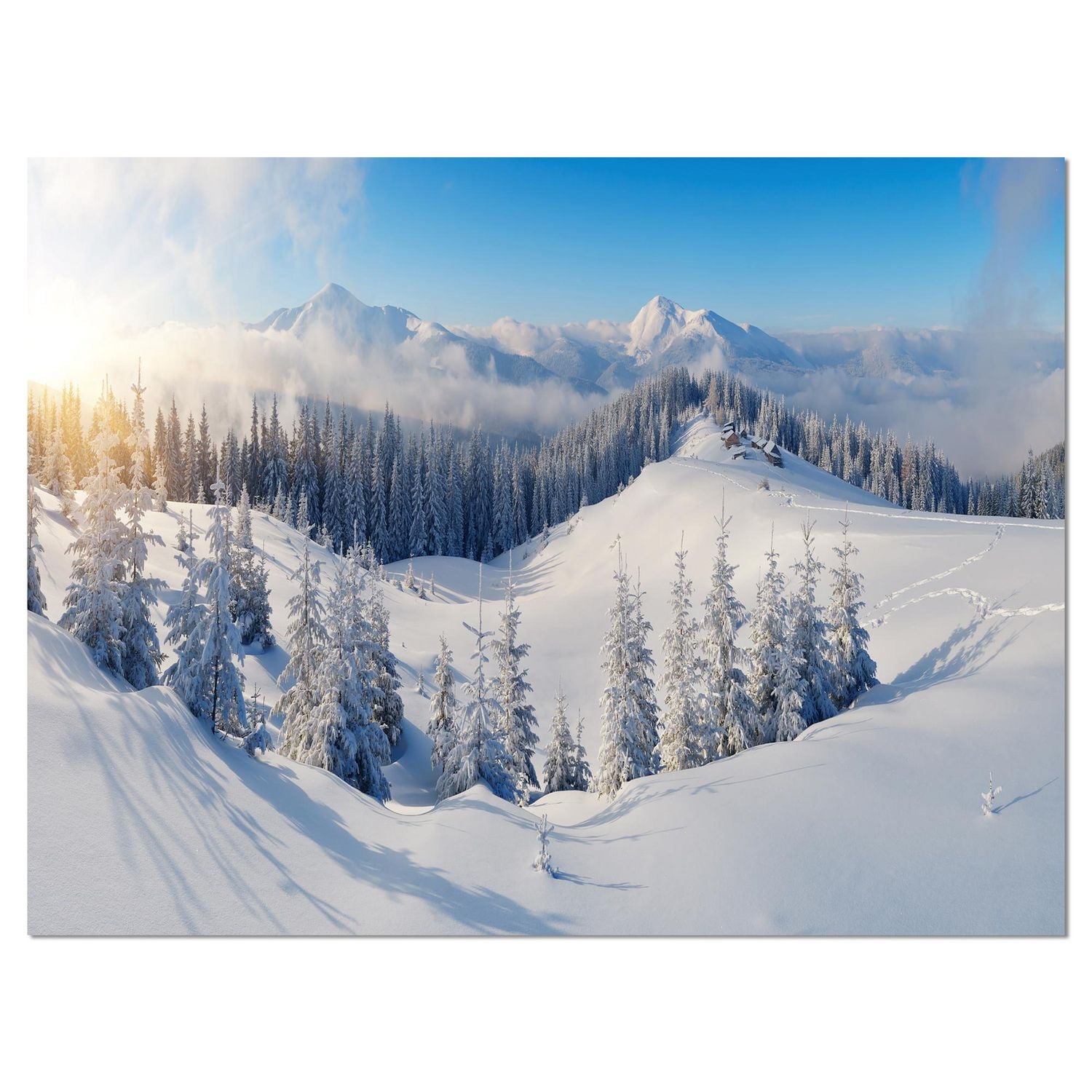 Designart Winter Mountains Panorama Canvas Wall Art