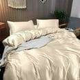 thumbnail image 3 of Cloud Fino 100% Pure Silk Satin Duvet with Fitted Sheet Set 4pcs, Silk Satin Fitted Sheet 15'' Deep Pocket,Silk Satin Duvet Cover,Silk Satin Pillowcases Set !!!(Olympic Queen Ivory), 3 of 6