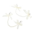 thumbnail image 4 of Unique Bargains 1 Pair Shoelace Charms Sparkly Bow Pearl Chain Decorative Shoe Clips Beige, 4 of 5