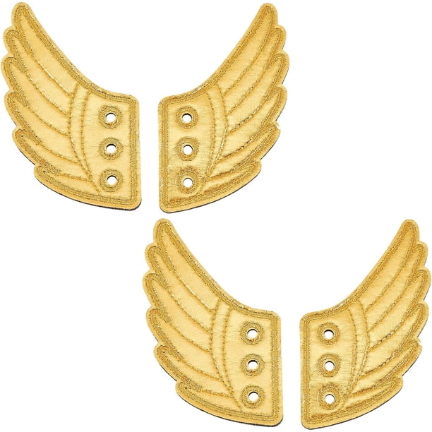2 pares de alas de zapato doradas con brillantes adornos para zapatos de ángel.