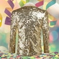 thumbnail image 5 of KHONTS Men's Sequin Blazer Sparkly Glitter Jacket Shiny Floral Suit Jacket Stylish Party Wedding Banquet Prom Tuxedo GD2 XS, 5 of 5