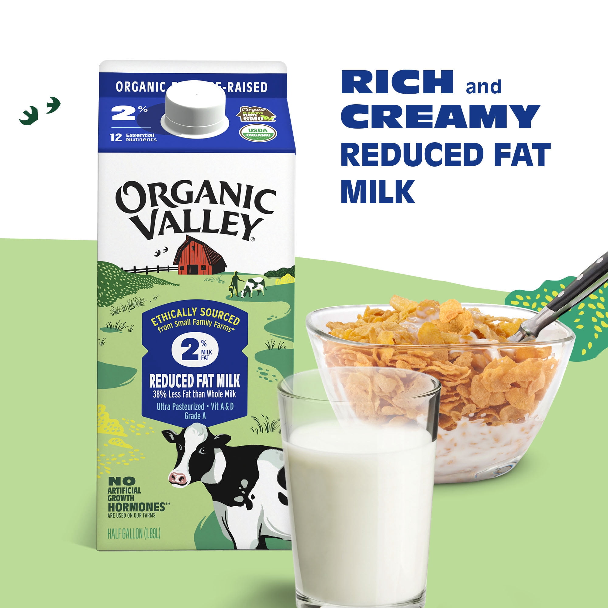 Organic Valley Organic 2% Reduced Fat Milk, Half Gallon, 64 fl oz