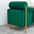 thumbnail image 3 of PORKISS 44” Storage Bench, Linen Upholstered Storage Ottoman with Metal Legs, Modern Long End of Bed Seat with Cylindrical Arms for Living Room, Bedroom, Entryway, Green, 3 of 12