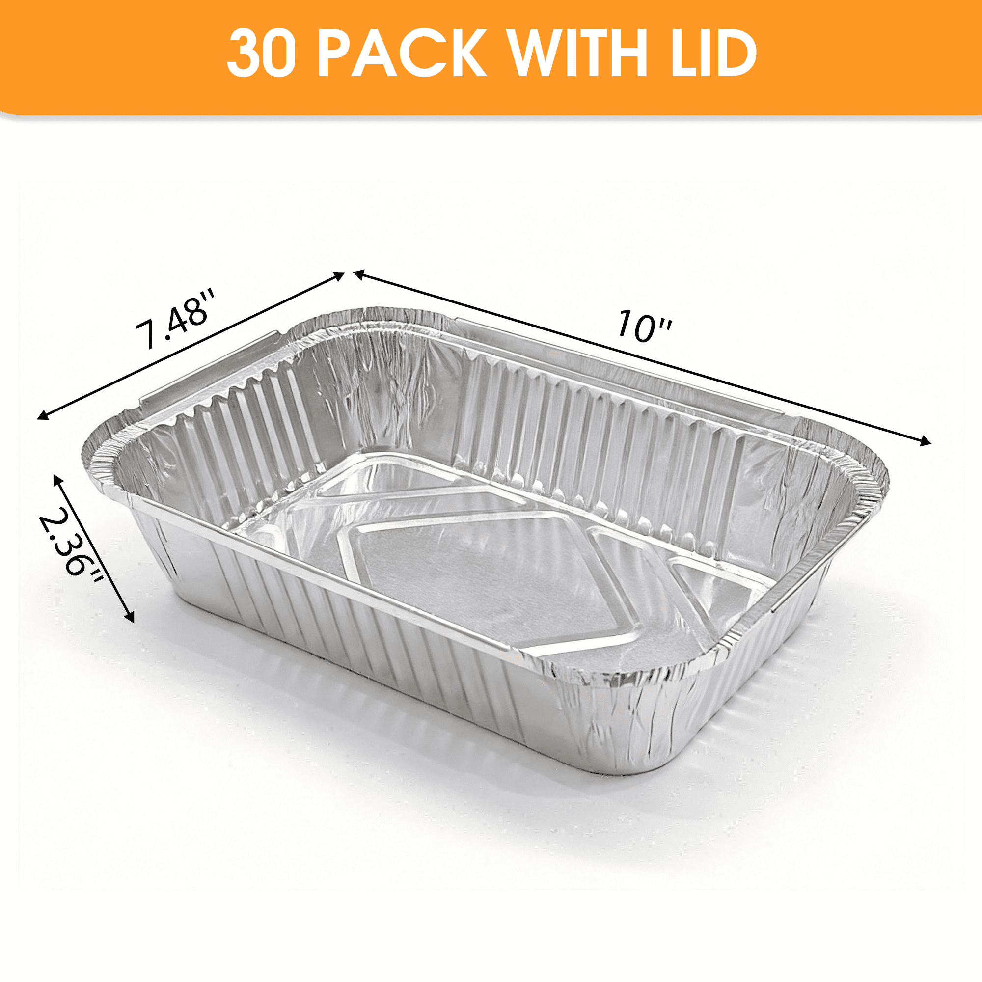 GARITIN 30 Pack Aluminum Pans with Lids, Disposable Tin Foil Baking Pans, Oven Safe Containers for Meal Prep Takeout