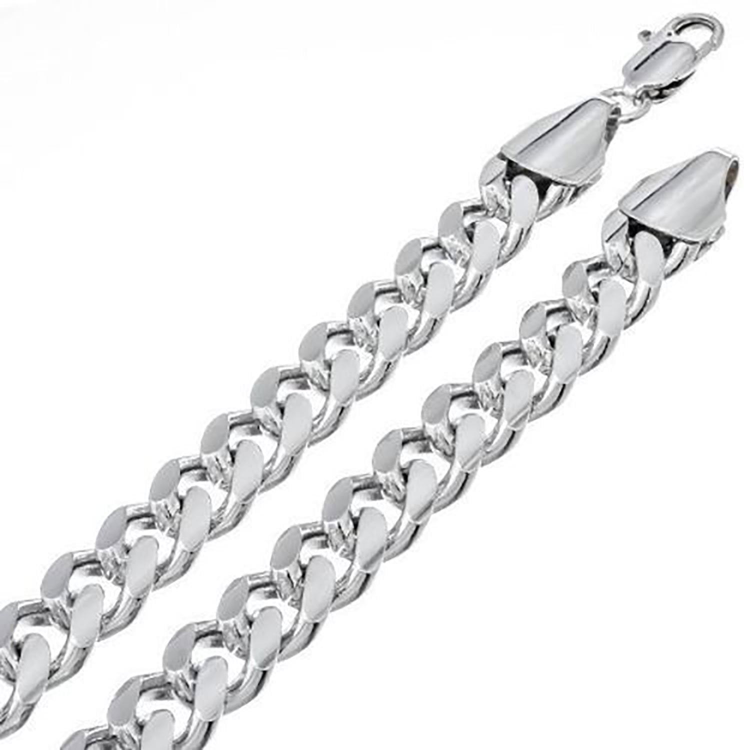 14k White Gold Finish Heavy 5mm Miami Cuban Link Chain Necklace Bracelet Set D 