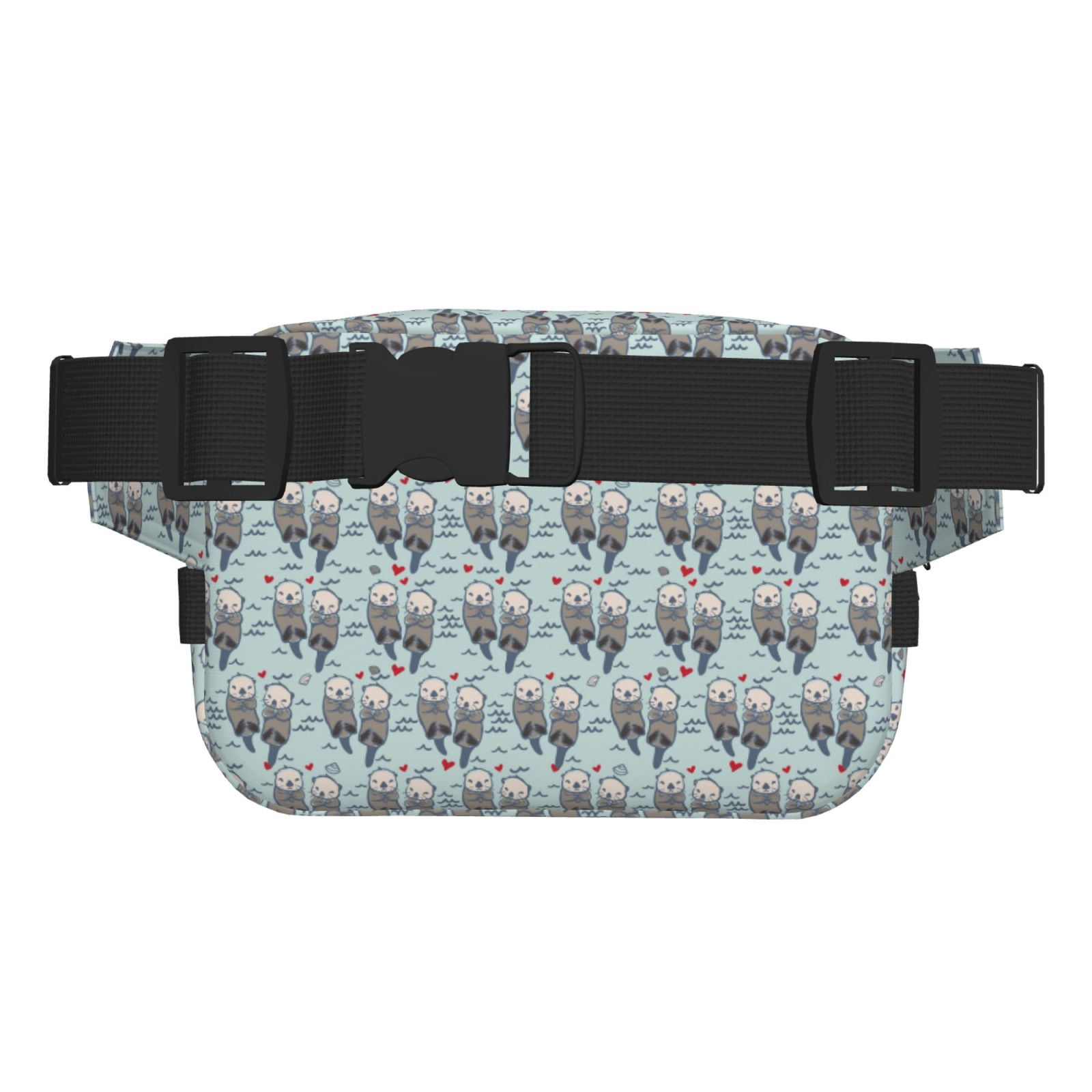 Picia Sea Otter Print Square Double-Layer Waist Bag Mini Adjustable Waist Belt Bag Exercise Running Travel Hiking