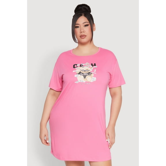 Womens Plus Size Cash Bear Graphic Sleepshirt