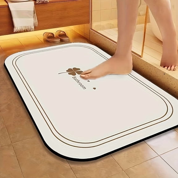 50*80cm Ivory White Diatomite Quick-Dry Bathroom Rug，1pc Quick-Dry Bathroom Mat, Pet Feeding Mat, Super Absorbent Diatomite Floor Mat, Non-Slip Water-Absorbent Floor Mat, Soft Comfortable Bathroom Ma