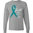 thumbnail image 3 of Inktastic Faith over Fear Ovarian Cancer Awareness with Teal Ribbon Long Sleeve T-Shirt, 3 of 5