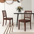 thumbnail image 2 of Giantex Dining Chair Set of 2, Kitchen Side Chairs w/Slatted Backrest, Armless Dinette Chairs, Brown, 2 of 9