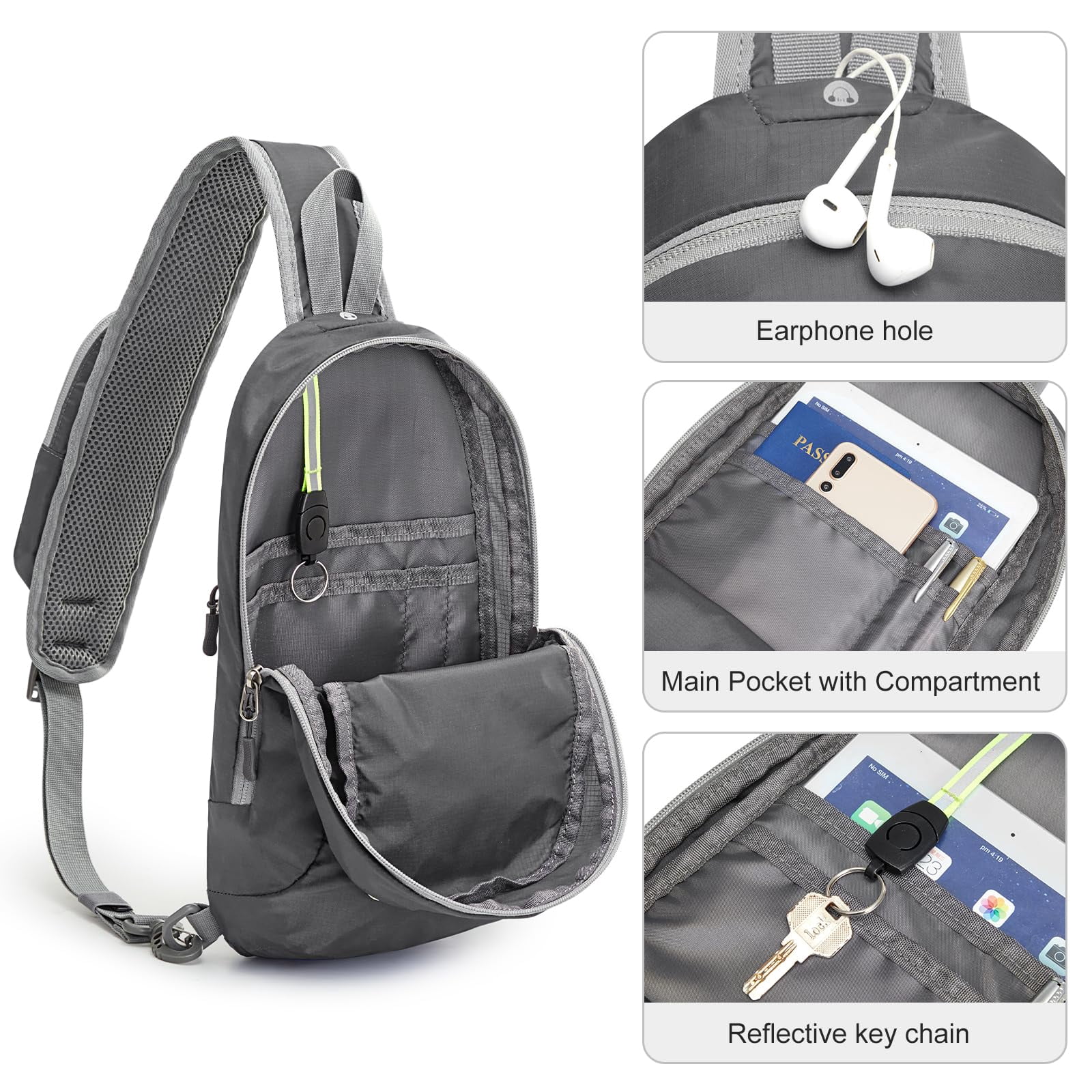G4Free Sling Bag RFID Blocking Crossbody Backpack with Front Pocket Hiking Daypack Chest Bag for Women Men