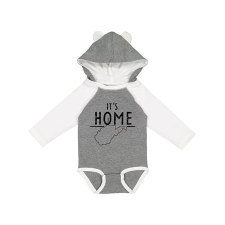 

Inktastic It s Home- State of West Virginia Outline Distressed Text Gift Baby Boy or Baby Girl Long Sleeve Bodysuit