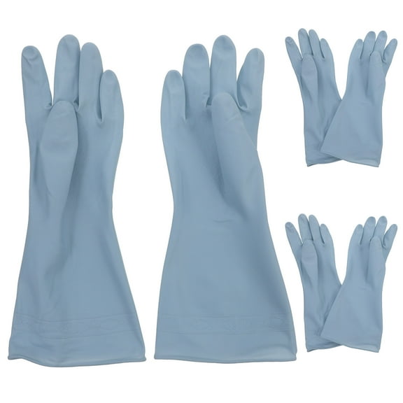 WHAMVOX  3 Pairs Gloves to Wash Dishes Reusable for Cleaning Kitchen Cotton Blue