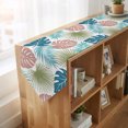 thumbnail image 4 of Turquoise Green Palm Leaves Table Runner Linen Burlap Table Runner 90 Inches Long Tropical Botanical Summer Dresser Scarves for Kitchen Island Coffee Dining Room Party Wedding Holiday Decor 13"x90", 4 of 8