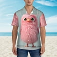 thumbnail image 2 of Sikiie Adorable Pink Fluffy Birds Print Men's Hawaiian Shirt, Summer Beach Button Pocket Short Sleeve T-Shirt,X-Large, 2 of 7