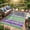 Deep purple/light purple/green/white, variant on GlowSol Floral Outdoor Rug 8x10 Waterproof Machine Washable - Reversible Plastic Straw Patio Mat for Camping, RV, Deck, Backyard, Picnic, Beach