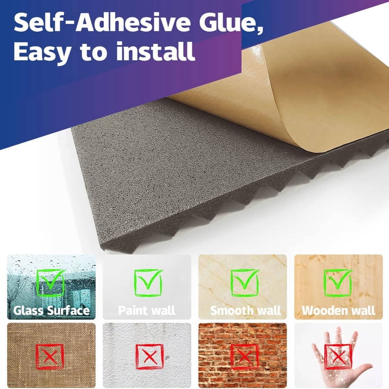 12-Pack Shell Acoustic Wall Panels Self-Adhesive, 10.6lb/ft³ High Dens &ndash