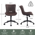 thumbnail image 4 of YOUNIKE Modern Office Chair with Wheels Adjustable Ergonomic Desk Task Chair in Mid-Back Brown PU Design, 4 of 9