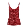 thumbnail image 2 of Red Womens Undershirts Camisole, Polyester Women'S Undershirts, Sleeveless Women'S Sleeveless Tops, Womens Summer Clothes, Sequin Womens Tank Tops Pack, Weekend Heart Sequin Camisole for Women, 2 of 4