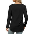 thumbnail image 4 of QYZEU Womens Clothes Solid Color Long Sleeve Shirts Fashion Fall Tops Dressy Casual Blouses Scoop Neck Side Slit Loose Tunic Tops for Leggings Black L, 4 of 7