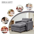 thumbnail image 6 of Armrest Sofa with Ottoman,Gexpusm Oversized Upholstered Corduroy Sofa Chair with Cup Holders & USB Ports for Bedroom,Living Room,Small Spaces,Lounge Sofa Chair,Gray, 6 of 7