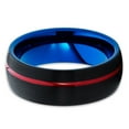 thumbnail image 2 of 8mm Blue and Red Tungsten Ring Black Tungsten Band Blue Tungsten Brushed Finish, 2 of 3