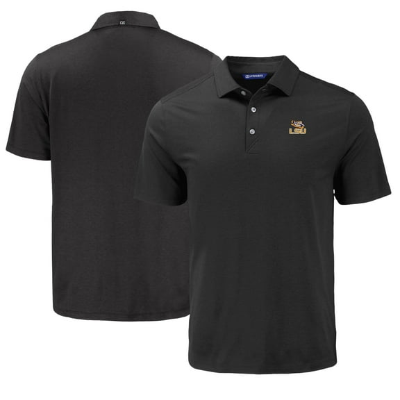 Men's Cutter & Buck Black LSU Tigers Coastline Epic Comfort Eco Recycled Polo