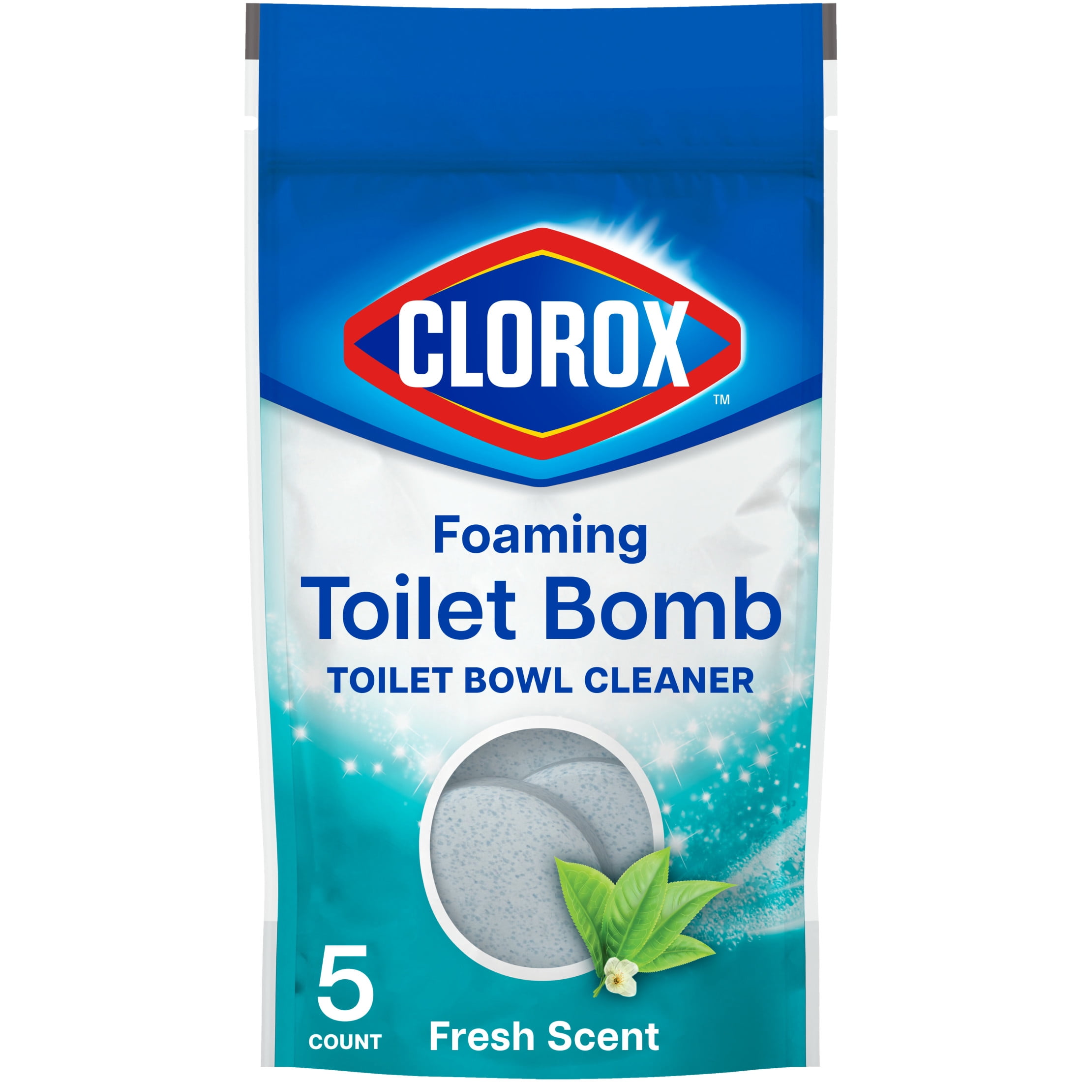 (6 pack) Clorox Foaming Toilet Bomb Toilet Bowl Cleaner, Bleach Free, Fresh Scent, 5 Count