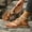 Brown, variant on Gspmoly Ballet Flats Shoes for Women, Women's Fashionable And Casual Summer New Comfortable Lazy Wear Embroidered Versatile Sandals Beach Flat Shoes Flats for Women White 36